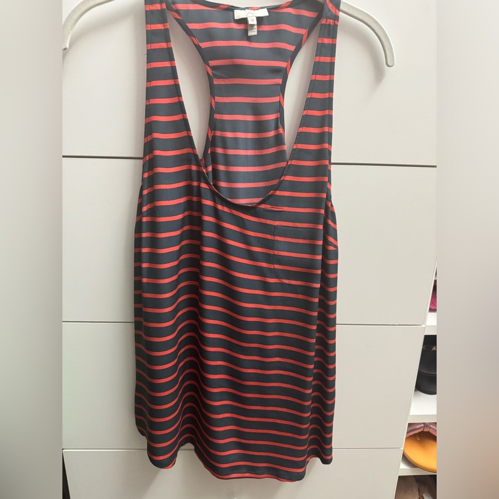 Joie Womens Silk Chiffon Striped Print Scoop Neck Racerback Tank size M
